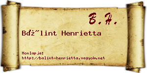 Bálint Henrietta névjegykártya