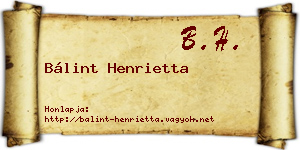 Bálint Henrietta névjegykártya